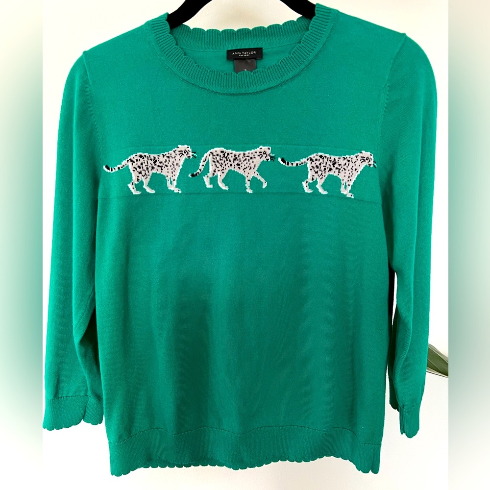 Ann Taylor Snow Leopard Sweater